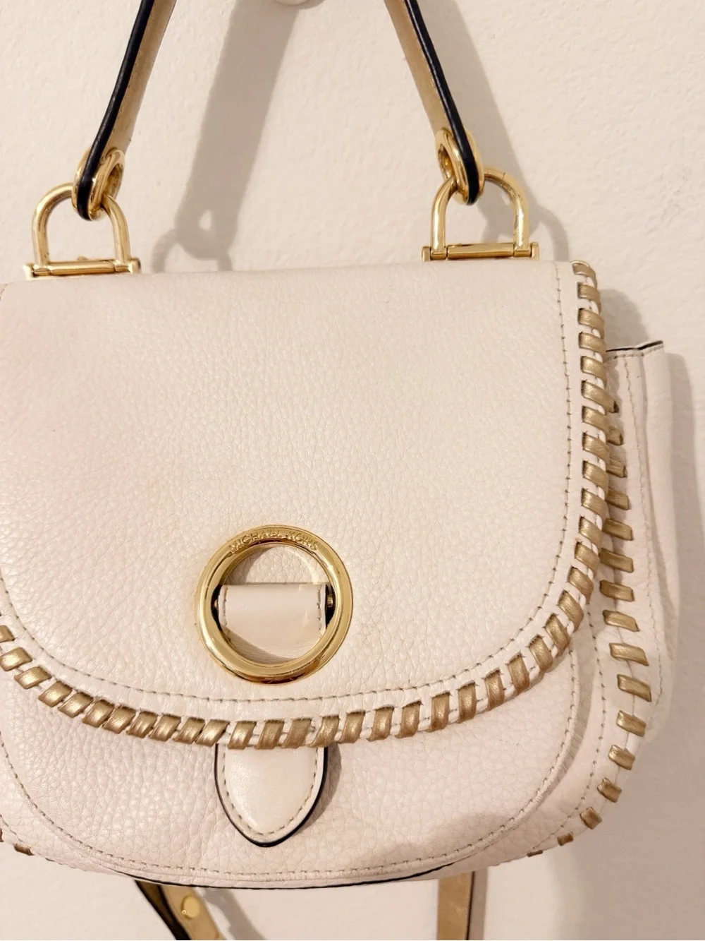 Michael Kors Isadore Medium Top Handle Messenger Summer White Satchel Bag